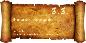 Bencsek Benedek névjegykártya